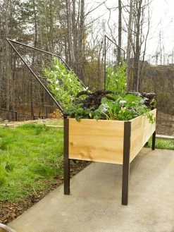 Elevated Planter Box And Space-Maker Pivoting Trellis Set, 2' X 8'