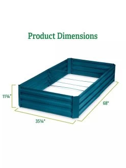 Demeter Corrugated Metal Raised Bed, 34" X 68" -Gardenhaus Shop 8594183 dims GSC
