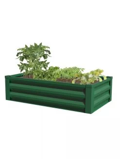 Powder-Coated Metal Raised Garden Bed, 24" X 48" -Gardenhaus Shop 8599393 02V powder coated metal raised garden bed 24x49 forest green