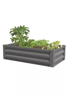 Powder-Coated Metal Raised Garden Bed, 24" X 48" -Gardenhaus Shop 8599393 03 powder coated metal raised garden bed 24x50 gray