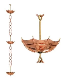 Umbrella Pure Copper Rain Chain, 8.5' 7 Umbrella Pure Copper Rain Chain, 8.5' -Gardenhaus Shop 8600208 03v
