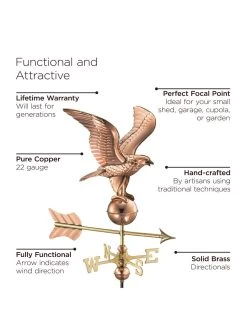 Eagle Garden Copper Weathervane With Pole -Gardenhaus Shop 8600278 02v