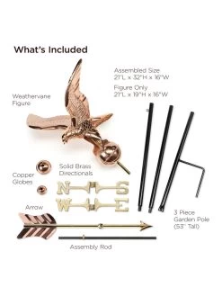 Eagle Garden Copper Weathervane With Pole -Gardenhaus Shop 8600279 01v
