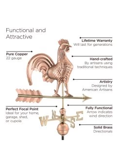 Rooster Copper Weathervane 8 Rooster Copper Weathervane -Gardenhaus Shop 8600283 02v