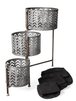 Galvanized Grow Bag Triple Planters With Stand -Gardenhaus Shop 8609180 4817 tif