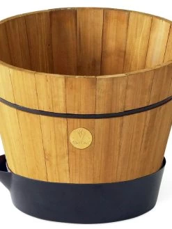 VegTrug® Build-a-Barrel Wooden Planter With Self-Watering Reservoir Tray, 18" -Gardenhaus Shop 8610253 01V tif