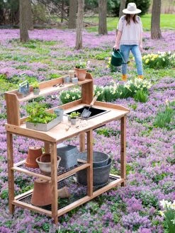 Dynamic Acacia Potting Bench With Soil Reservoir -Gardenhaus Shop 8611009 4130 1