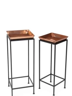 Square Nesting Plant Stands With Trays, Set Of 2 -Gardenhaus Shop 8611014 0924 tif