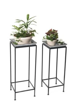 Square Nesting Plant Stands With Galvanized Trays, Set Of 2 -Gardenhaus Shop 8611976 7298 tif
