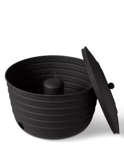 Matte Black Ribbed Hose Pot With Lid -Gardenhaus Shop 8611991 5868 tif