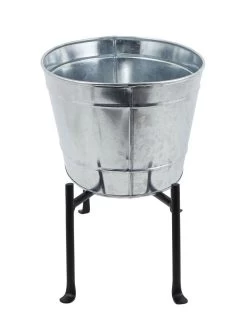 Achla Designs Mini Oval Galvanized Tub With Folding Stand -Gardenhaus Shop 8612906 05v