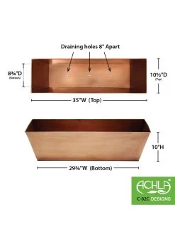 Achla Designs Plain Copper Plated Flower Box, Large 9 Achla Designs Plain Copper Plated Flower Box, Large -Gardenhaus Shop 8612915 03v