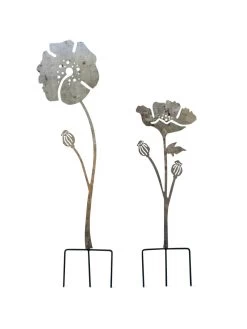 Poppy Garden Stakes Set Of 2 -Gardenhaus Shop 8613140 7822
