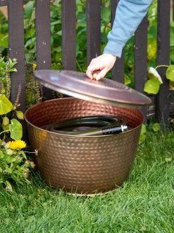 Hammered Copper Hose Pot With Lid -Gardenhaus Shop 8613311 0010
