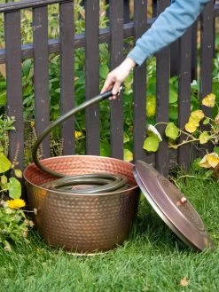 Hammered Copper Hose Pot With Lid -Gardenhaus Shop 8613311 0012