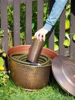 Hammered Copper Hose Pot With Lid -Gardenhaus Shop 8613311 0019